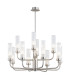 Preston 12 Light Multi Arm Pendant Ceiling Light Brushed Nickel Clear Glass Shade E14-1