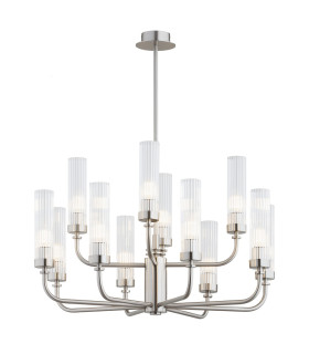 Preston 12 Light Multi Arm Pendant Ceiling Light Brushed Nickel Clear Glass Shade E14-1
