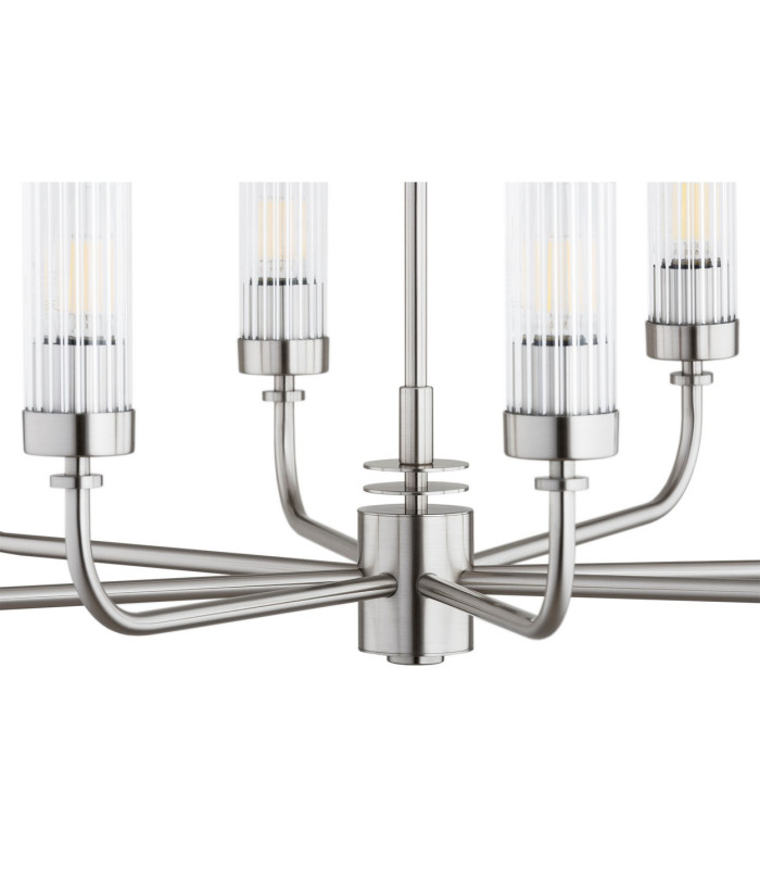 Preston 8 Light Multi Arm Pendant Ceiling Light Brushed Nickel Clear Glass Shade E14-7