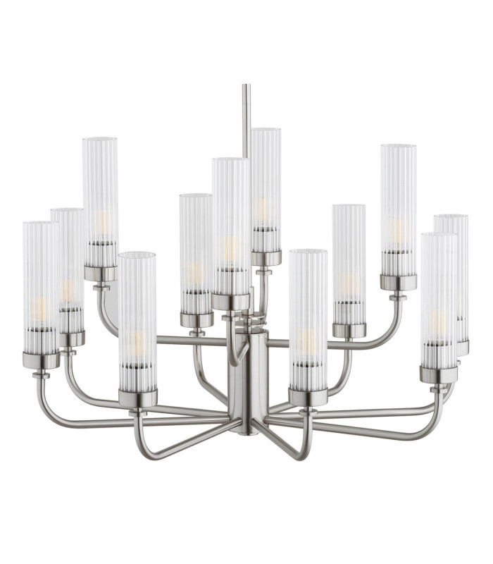 Preston 12 Light Multi Arm Pendant Ceiling Light Brushed Nickel Clear Glass Shade E14-4