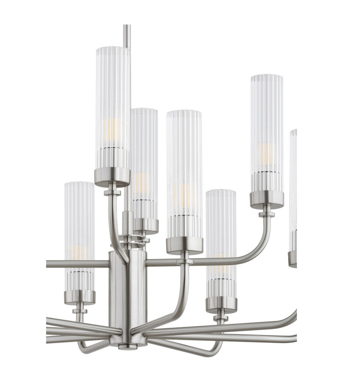 Preston 12 Light Multi Arm Pendant Ceiling Light Brushed Nickel Clear Glass Shade E14-5