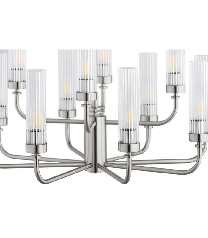 Preston 12 Light Multi Arm Pendant Ceiling Light Brushed Nickel Clear Glass Shade E14-6