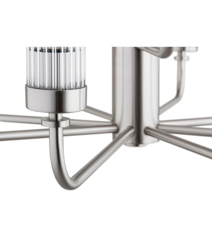 Preston 12 Light Multi Arm Pendant Ceiling Light Brushed Nickel Clear Glass Shade E14-7