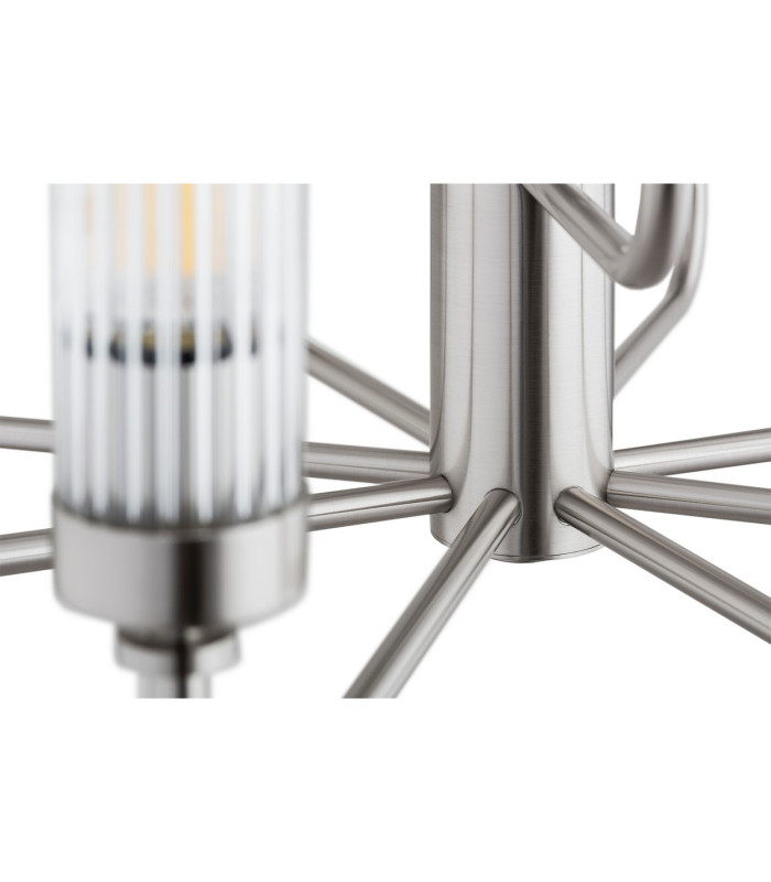 Preston 12 Light Multi Arm Pendant Ceiling Light Brushed Nickel Clear Glass Shade E14-8