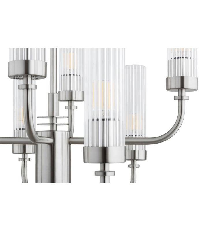 Preston 12 Light Multi Arm Pendant Ceiling Light Brushed Nickel Clear Glass Shade E14-9