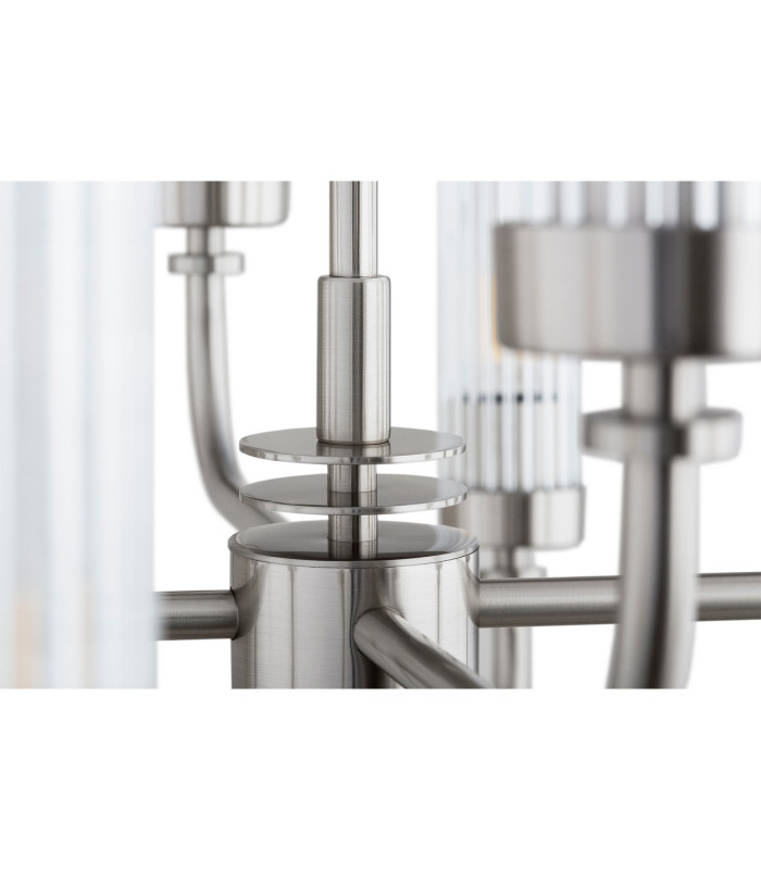 Preston 12 Light Multi Arm Pendant Ceiling Light Brushed Nickel Clear Glass Shade E14-12