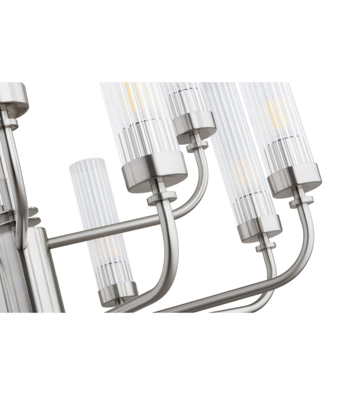 Preston 12 Light Multi Arm Pendant Ceiling Light Brushed Nickel Clear Glass Shade E14-13