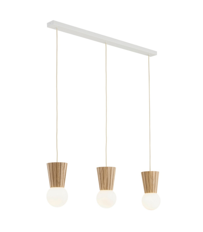 Volante Bar Pendant Ceiling Light Light Wood Natural Oak Opal Shade G9 IP44-1
