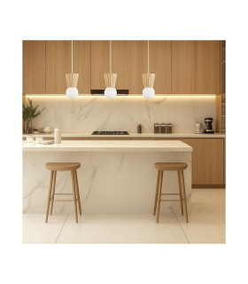 Volante Bar Pendant Ceiling Light Light Wood Natural Oak Opal Shade G9 IP44-2