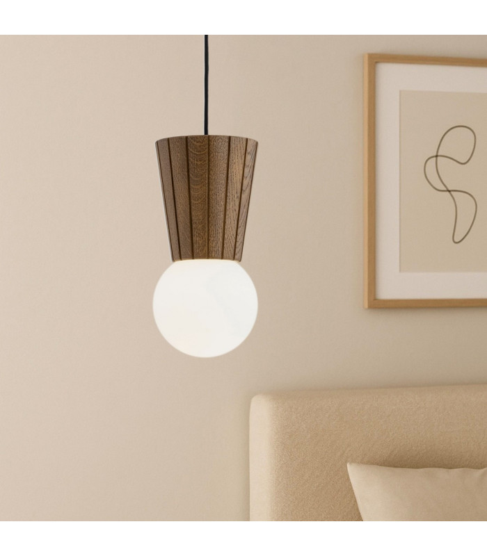 Volante Globe Pendant Ceiling Light Dark Wood Dark Honey Oak G9 IP44-2