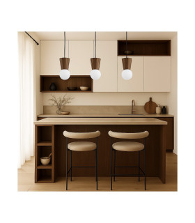 Volante Bar Pendant Ceiling Light Dark Wood Dark Honey Oak Opal Shade G9 IP44-2