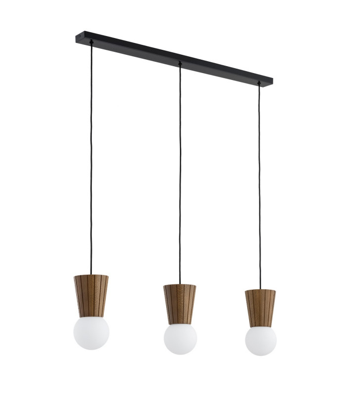 Volante Bar Pendant Ceiling Light Dark Wood Dark Honey Oak Opal Shade G9 IP44-3