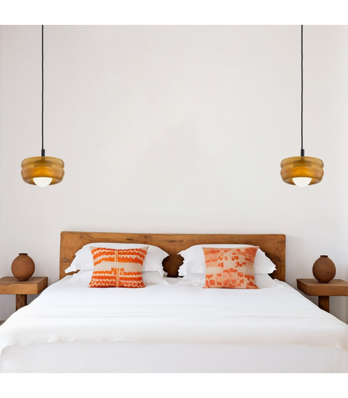 Tevo Slim Pendant Ceiling Light Opaque Amber Opal Matte G9-4