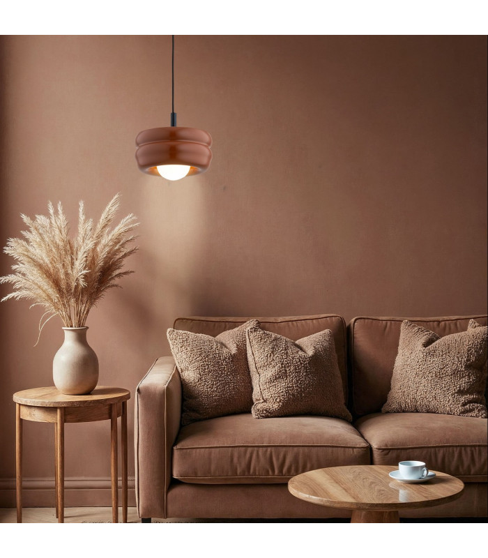 Tevo Slim Pendant Ceiling Light Terracotta Opal Matte G9-3