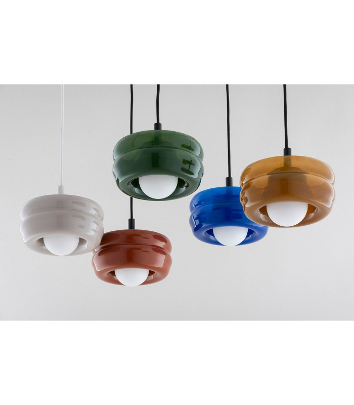 Tevo Slim Pendant Ceiling Light Opaque Amber Opal Matte G9-5