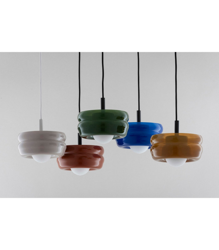 Tevo Slim Pendant Ceiling Light Opaque Amber Opal Matte G9-7