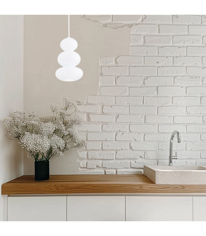 Orlando Slim Pendant Ceiling Light White Gloss Opal GU10-4