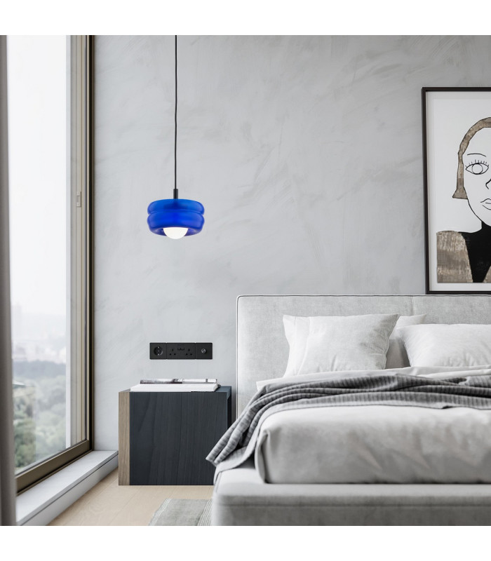Tevo Slim Pendant Ceiling Light Cobalt Opal Matte G9-7