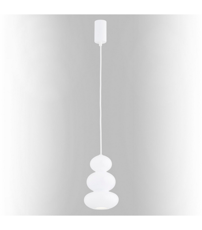 Orlando Slim Pendant Ceiling Light White Gloss Opal GU10-10