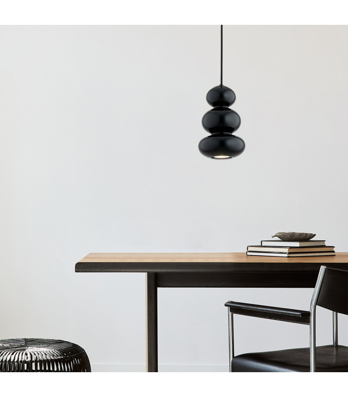 Orlando Slim Pendant Ceiling Light Black-Green Gloss GU10-4