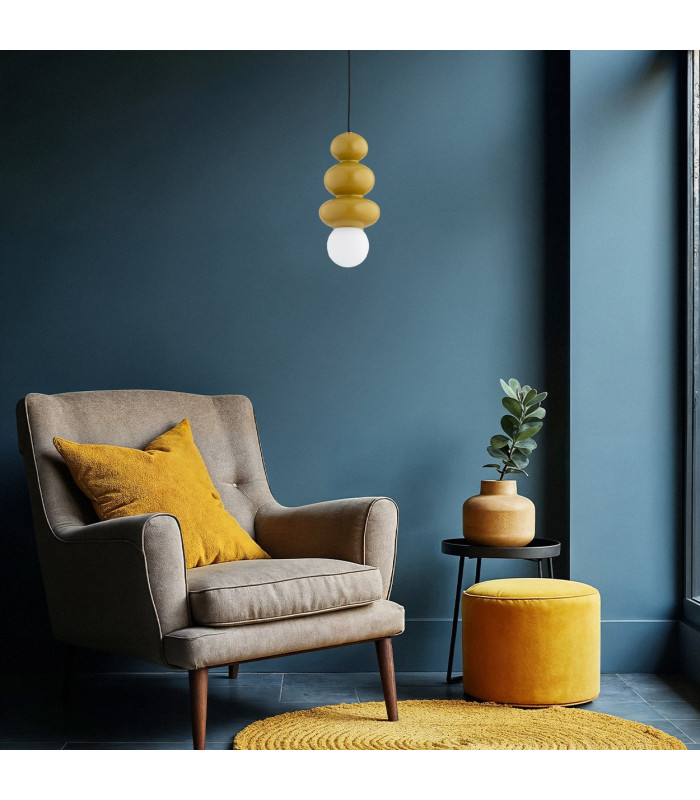 Orlando Plus Slim Pendant Ceiling Light Honey Gloss Opal Matte G9 IP44-4