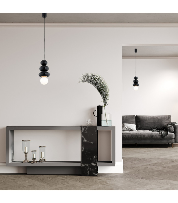 Orlando Plus Slim Pendant Ceiling Light Black-Green Gloss Opal Matte G9 IP44-5