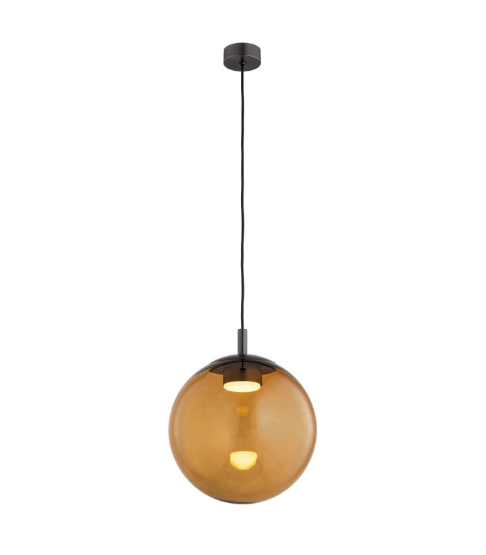 Sacramento Globe Pendant Ceiling Light Transparent Amber Brushed Titanium GX53-1