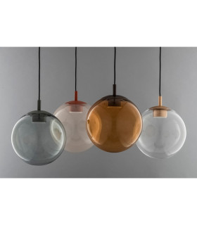 Sacramento Globe Pendant Ceiling Light Transparent Amber Brushed Titanium GX53-2