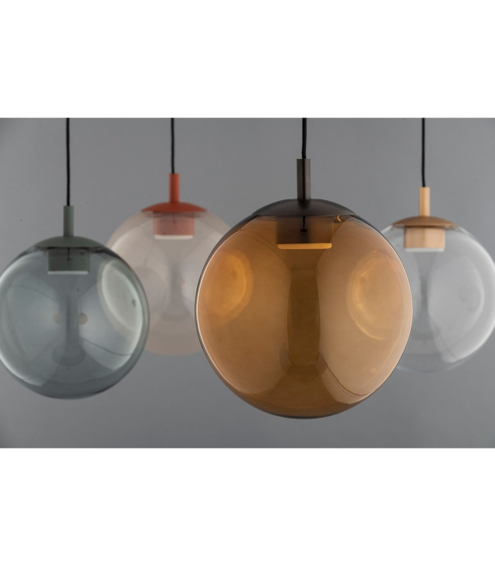 Sacramento Globe Pendant Ceiling Light Transparent Amber Brushed Titanium GX53-4