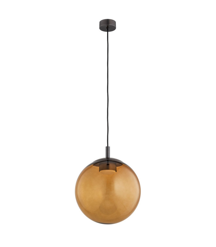 Sacramento Globe Pendant Ceiling Light Transparent Amber Brushed Titanium GX53-8