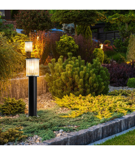 Norfolk 52cm Outdoor Bollard Black Clear Glass E27 IP44-2