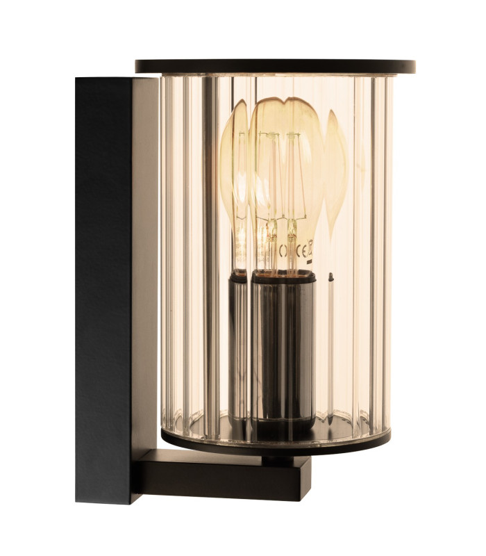 Norfolk Outdoor Wall Lantern Black Clear Glass Shade E27 IP44-3