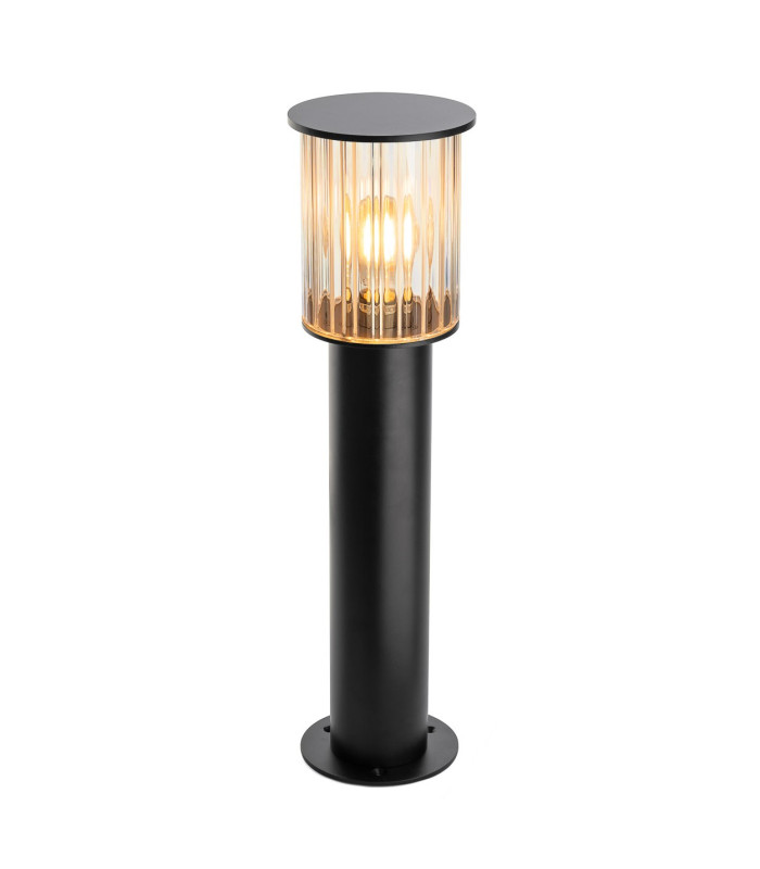 Norfolk 52cm Outdoor Bollard Black Clear Glass E27 IP44-4