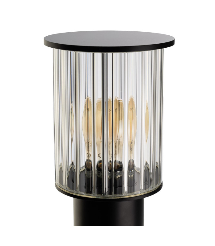 Norfolk 52cm Outdoor Bollard Black Clear Glass E27 IP44-6