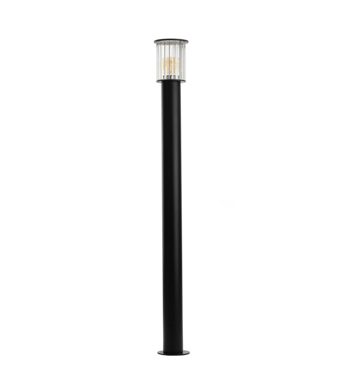 Norfolk 124cm Outdoor Bollard Black Clear Glass E27 IP44-1