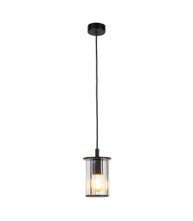 Norfolk Slim Pendant Ceiling Light Black Transparent Glass E27 IP44-1