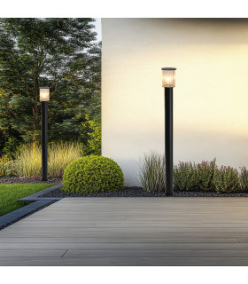 Norfolk 124cm Outdoor Bollard Black Clear Glass E27 IP44-2