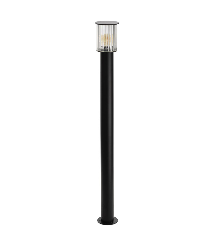 Norfolk 124cm Outdoor Bollard Black Clear Glass E27 IP44-3