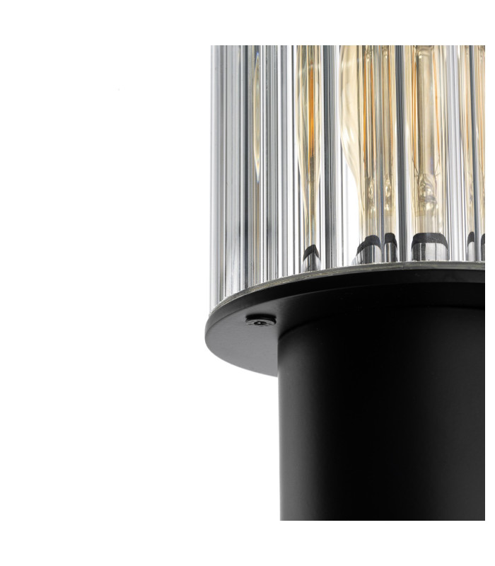 Norfolk 124cm Outdoor Bollard Black Clear Glass E27 IP44-5