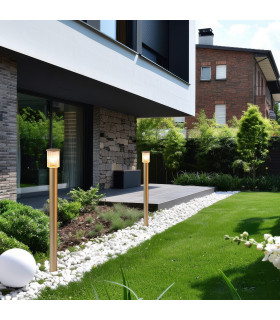 Norfolk 124cm Outdoor Bollard Gold Clear Glass E27 IP44-2