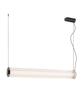 Hampton 120cm LED Bar Pendant Ceiling Light Brushed Titanium Clear Glass Shade 3000K-1
