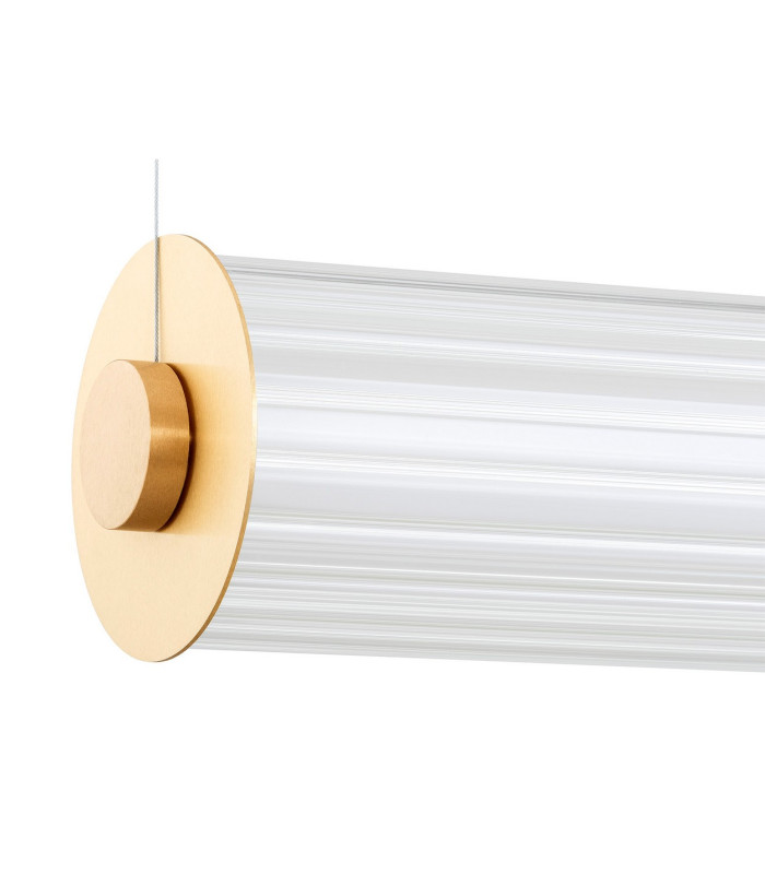 Hampton 120cm LED Bar Pendant Ceiling Light Brushed Brass Clear Glass Shade 3000K-3
