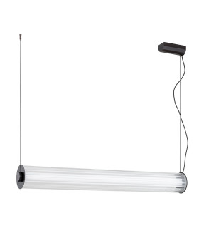 Hampton 120cm LED Bar Pendant Ceiling Light Brushed Titanium Clear Glass Shade 3000K-2