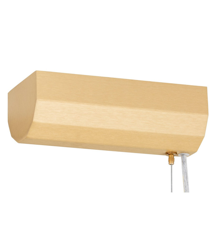 Hampton 120cm LED Bar Pendant Ceiling Light Brushed Brass Clear Glass Shade 3000K-7