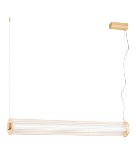 Hampton 80cm LED Bar Pendant Ceiling Light Brushed Brass Clear Glass Shade 3000K-1