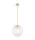 Hampton Globe Pendant Ceiling Light Transparent Brushed Brass E27-1