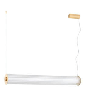 Hampton 80cm LED Bar Pendant Ceiling Light Brushed Brass Clear Glass Shade 3000K-2
