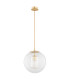 Hampton Globe Pendant Ceiling Light Transparent Brushed Brass E27-2