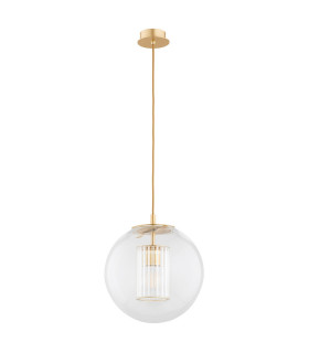 Hampton Globe Pendant Ceiling Light Transparent Brushed Brass E27-2
