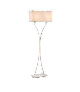 2 Light Floor Lamp Polished Nickel Plate with Beige Shade, E27 - 1
